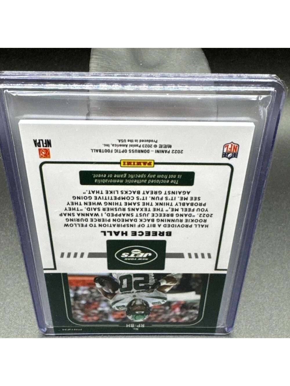 Breece Hall Rookie Phenom Optic No. RP-BH Panini 2022 with Swatch